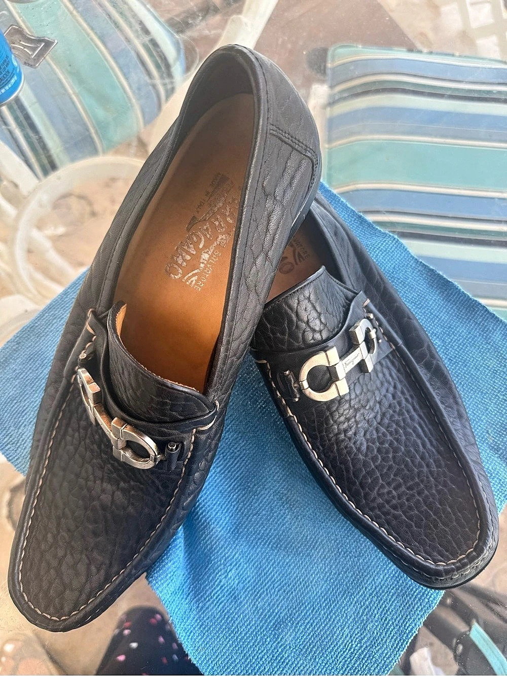 Ferragamo Leather Bit Loafers in Black